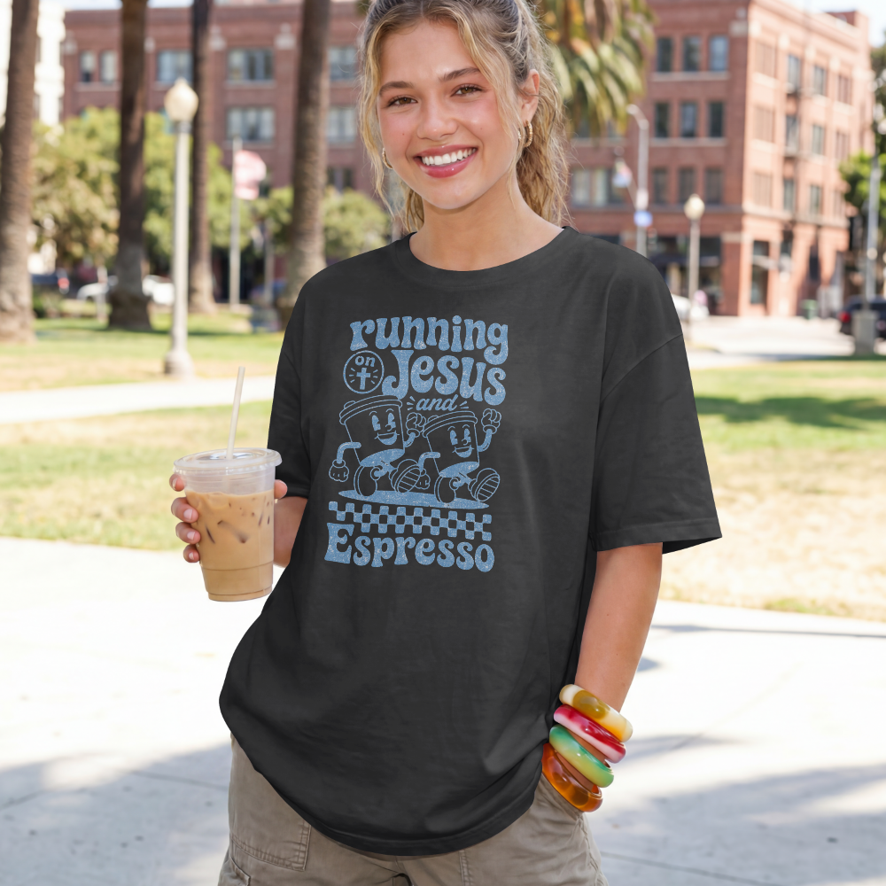 Running on Jesus and Espresso Light Blue